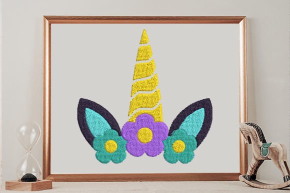Floral Unicorn Head with Horn