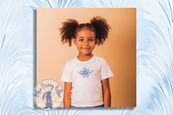 Flower Pastel Blue Embroidery Design
