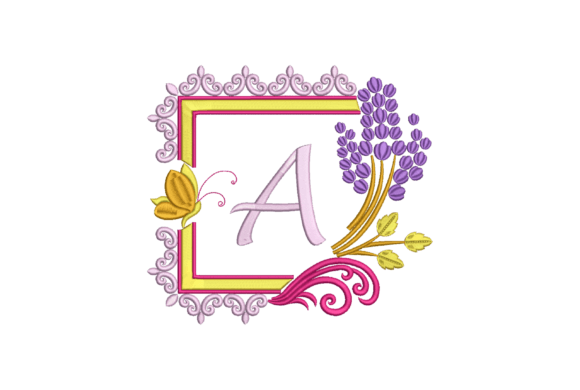 Letter A with Butterfly and Flowers