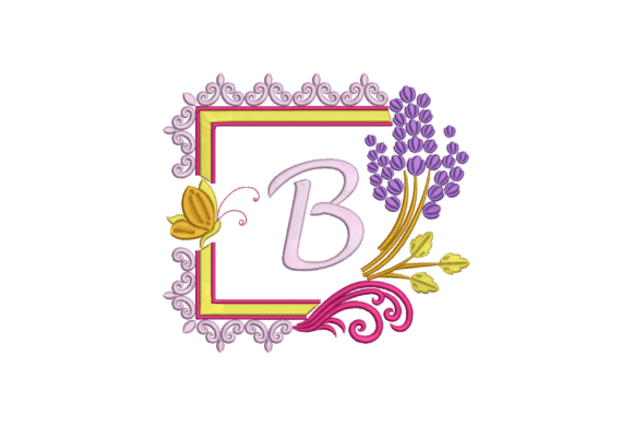 Letter B with Butterfly and Flowers