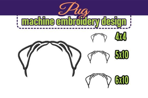 Pug Dog Ears Embroidery Design