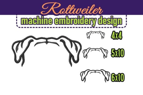 Rottweiler Dog Ears Embroidery Design