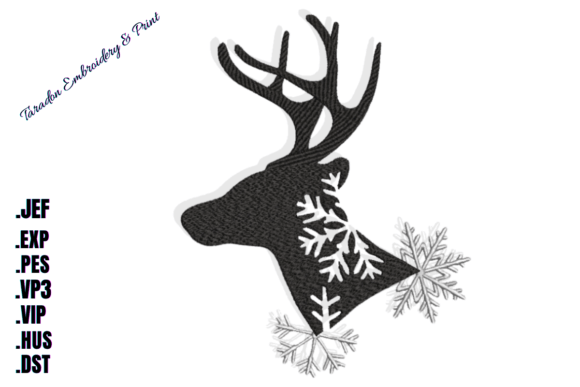 Snowflakes and Deer Silhouette